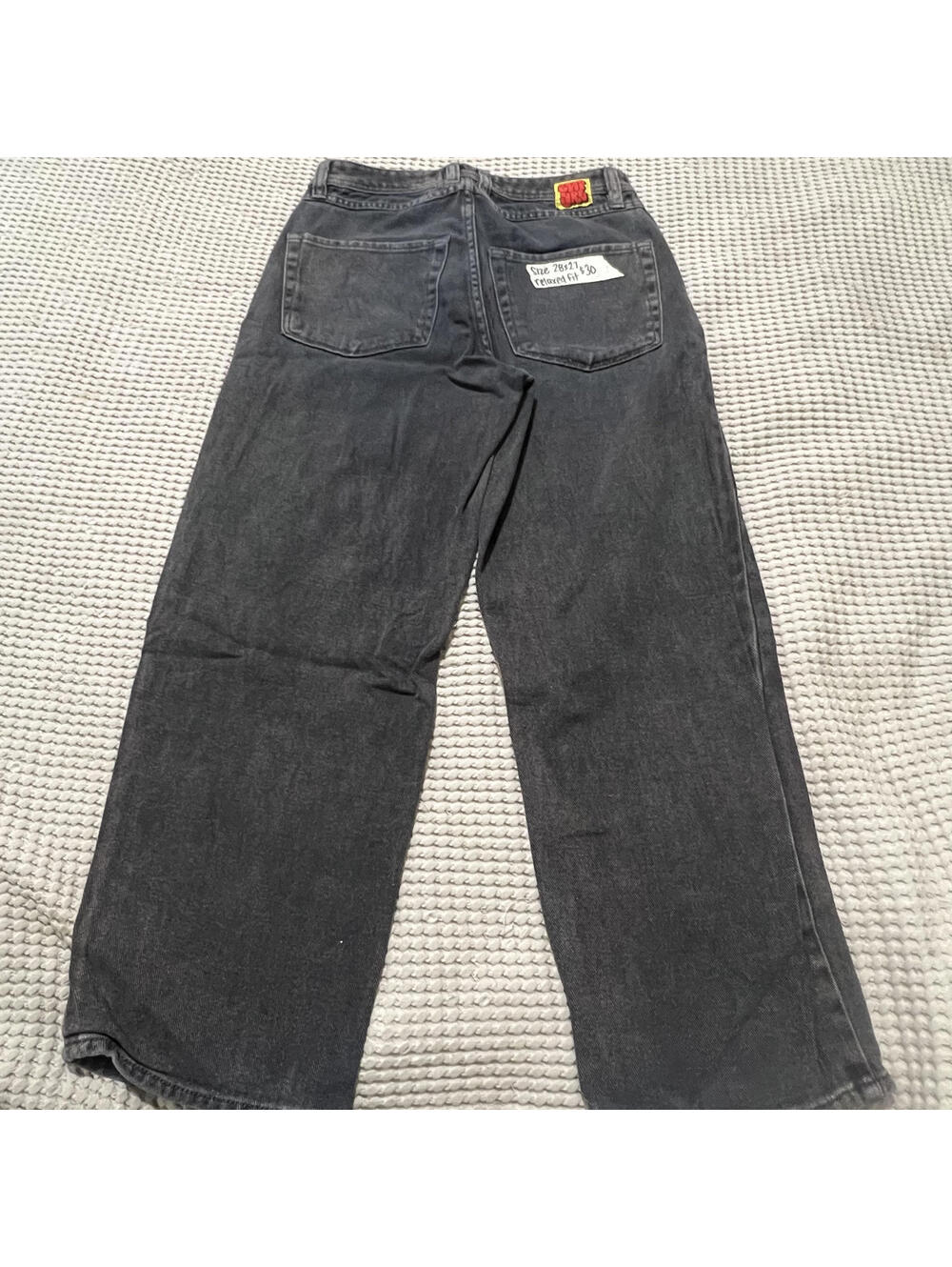 Empyre Women's Y2K style relaxed fit faded black denim grunge jeans size 28x27